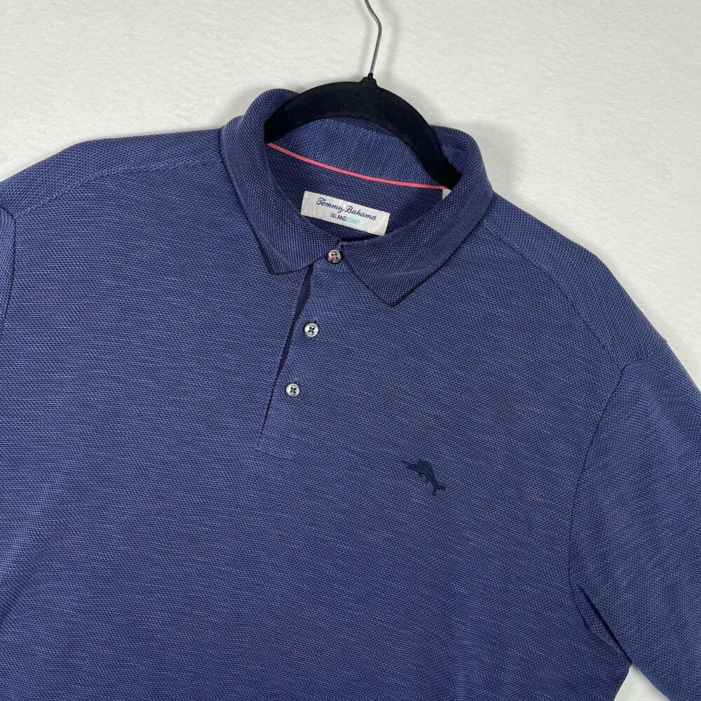 Tommy Bahama IslandZone Emfielder 2.0 Polo Mens L Blue Heathered Shirt